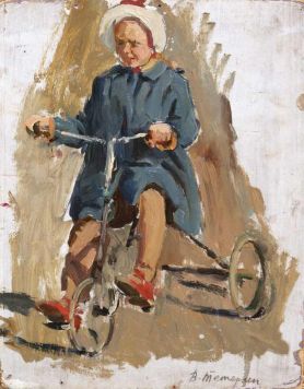 Девочка на велосипеде.(на обороте «Этюд»).