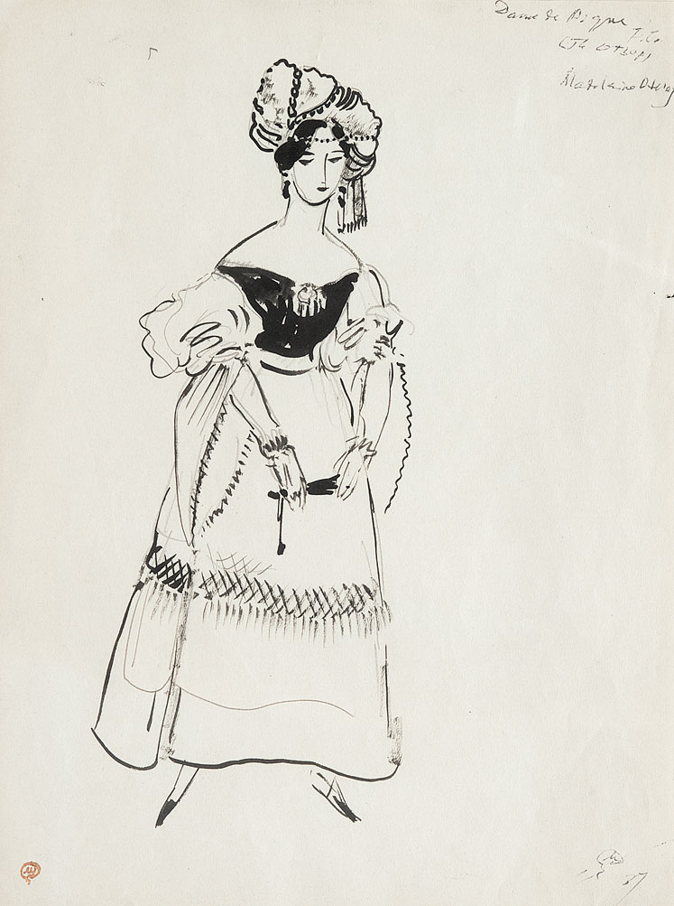 Lady with a Fan. Costume design for the opera P.I. Tchaikovsky's 