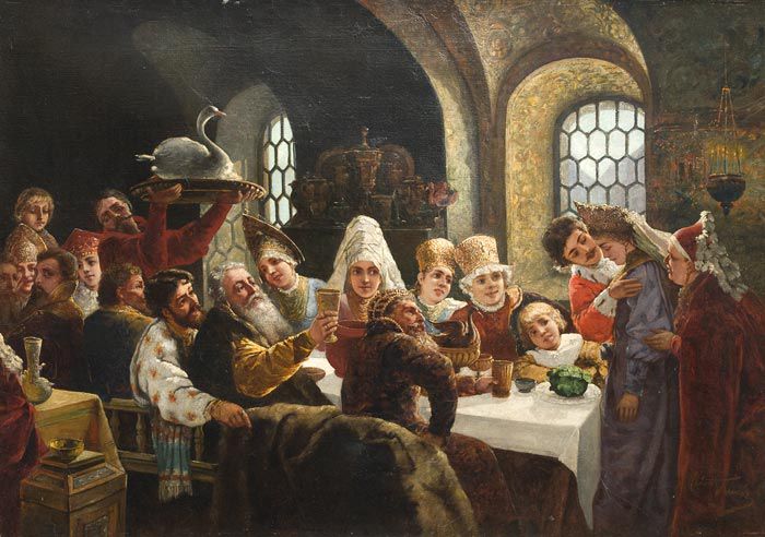 Боярский свадебный пир. Копия картины Маковского 