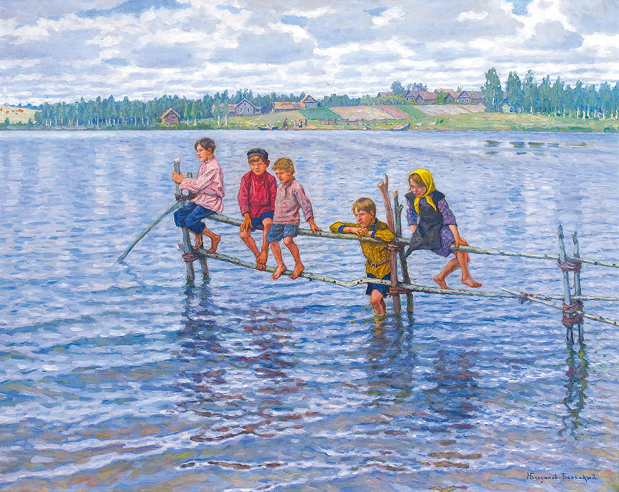 Русские дети на озере Летгалия.