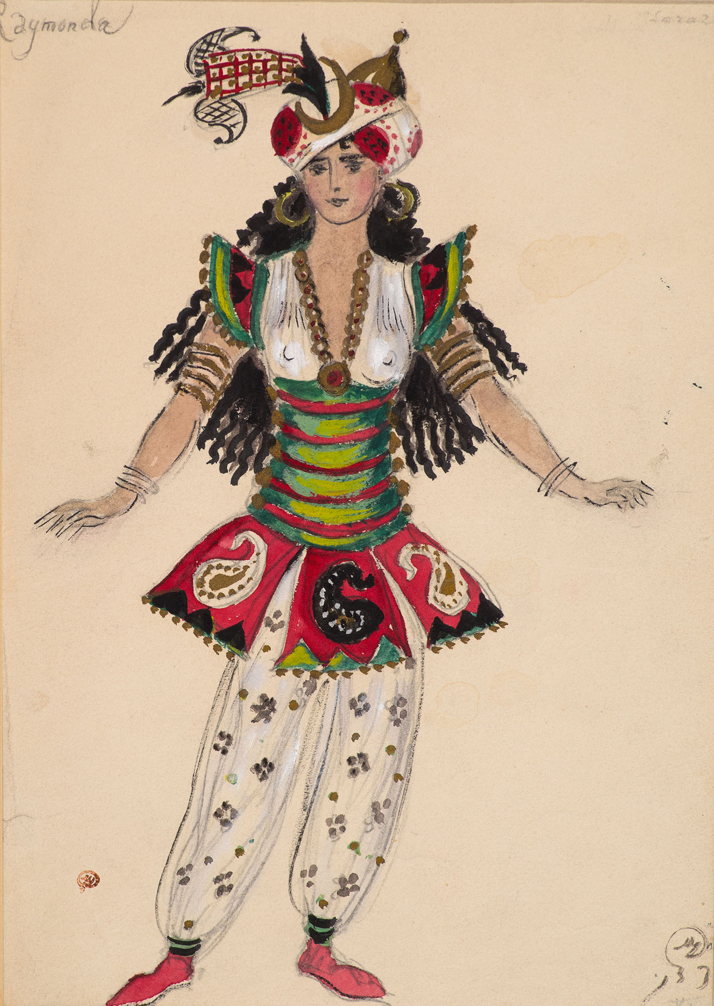 Женщина в восточном платье. Эскиз костюма к балету А.К. Глазунова 
