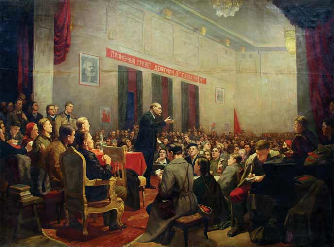 Ленин на III съезде РКСМ. (Копия с картины Б.В. Иогансона и бригады.)
