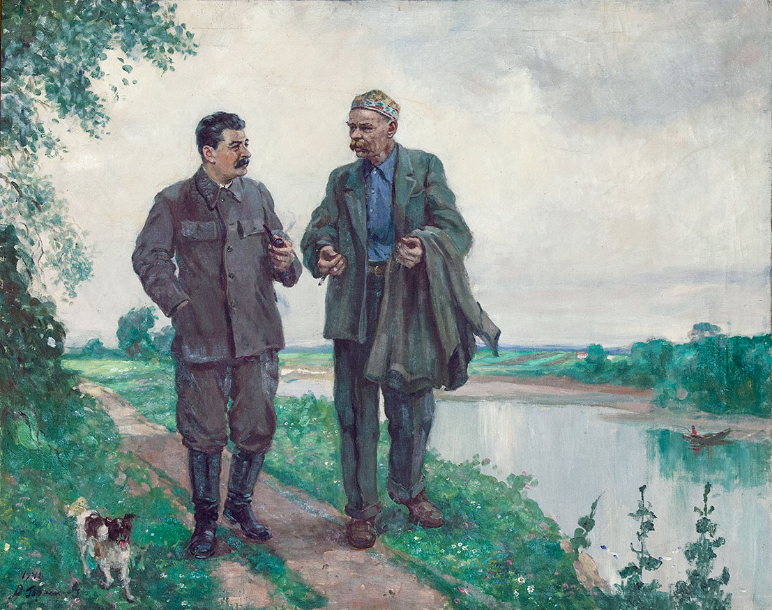 И.В.Сталин и А.М.Горький на прогулке.