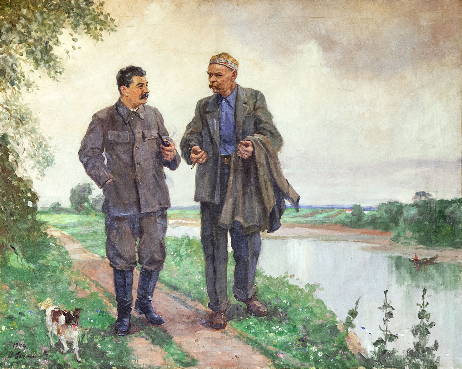  И.В.Сталин и А.М.Горький на прогулке.