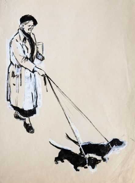 Две собаки. Иллюстрация к книге Н.Никич «Андрюша идет в школу».