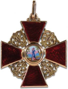 Орден Святой Анны III степени. Золото. Мастерская Альберт Кейбель. Конец 19 века. Размер 33х36мм. Вес 8,1 гр. Реставрирован.