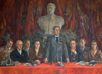 Групповой портрет стахановцев автозавода им. И.В. Сталина.