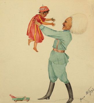 1)Ребенок на руках кавалериста. 2)Дети с игрушками. 3)Мытье ребенка в тазу мочалкой. 4)Мытье ребенка в тазу мылом.