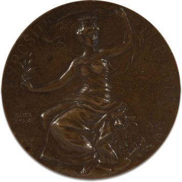 Медаль международной выставки в Париже 1900 г. Франция. Бронза. Вес 67,7 гр. Диаметр 54мм. Состояние превосходное.