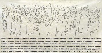 С. Калинин, Ф. Богдалов. Cхема расположения действующих лиц в картине «Заседание Федерального Собрания».