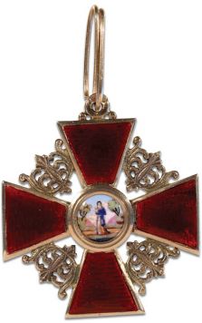 Орден Святой Анны II степени. Золото. Мастерская Кейбель. Начало 20 века. Размер 43х48 мм. Вес 15,3 гр. Реставрирован.
