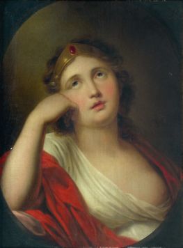 A girl with a tiara on her head.