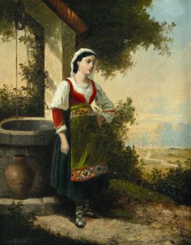 At the well.