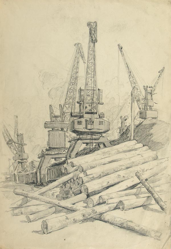 At the logging site.