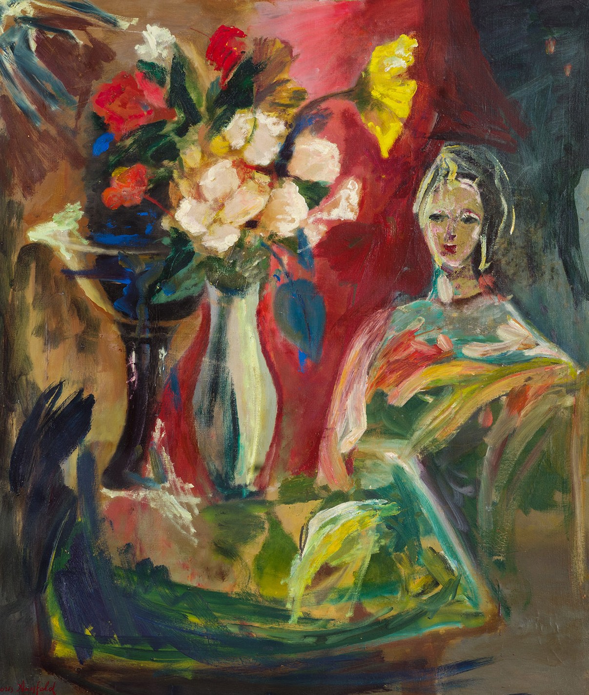 Картина Анисфельд Б.И. Натюрморт с женской фигурой. 1963 г. Холст, масло.