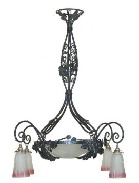 Chandelier with floral decor for 4 shades.
