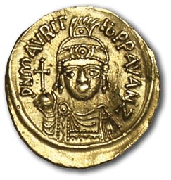 Byzantium. Mauritius. Tiberius. 582-602 AD. Solid, gold. Faceplate: DN MAVRI TIB PPAV ANZ. Bust of the emperor in armor, full face. OS: VICTORIA AVGNZ/ CONOB. Victoria stands upright, holding a cross and an orb. Weight - 4.5 g. Condition XF-