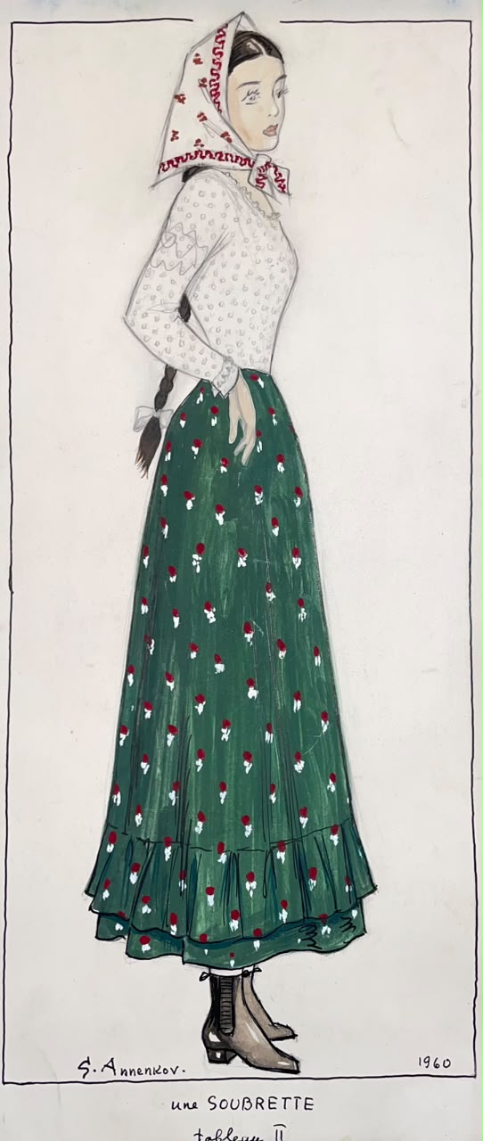 Soubrette. Costume sketch for a film.
