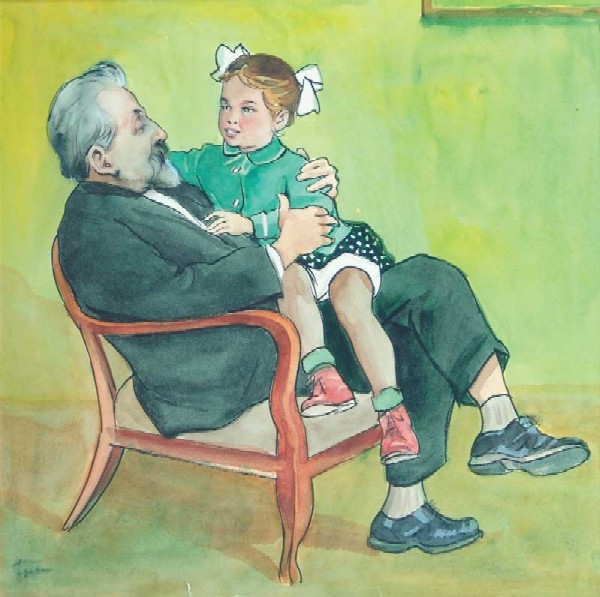 Illustration for Maksimov's story "Grandfather and Granddaughter".