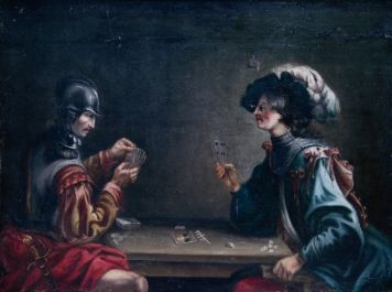 Two guards playing cards.