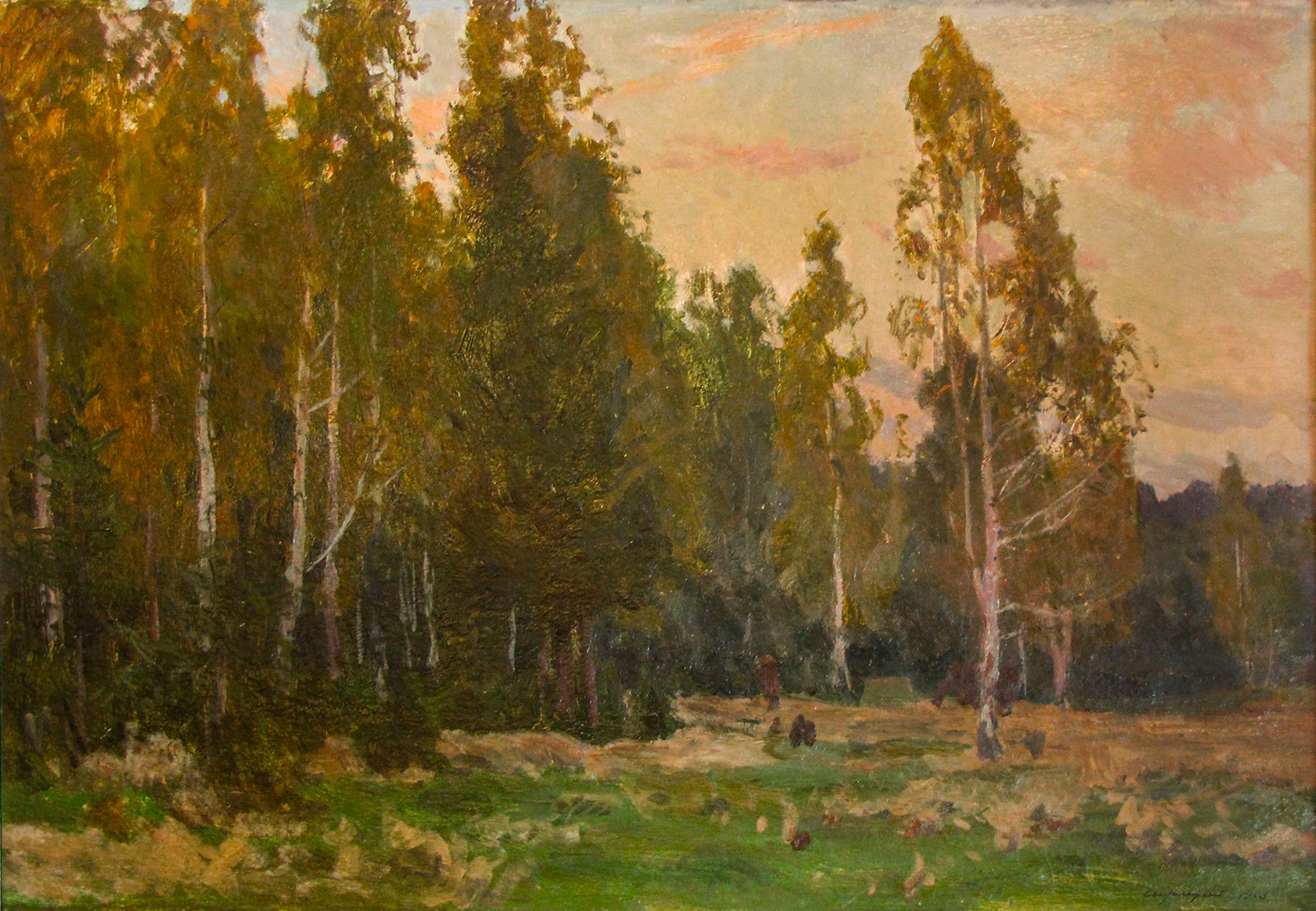 Картина Грицай А.М. [Из коллекции Н.В. Томского] Вечер в Щелыкове. 1965 г. Картон, масло.