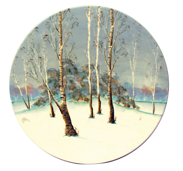 Decorative wall plate "Poplars". Reproduction of the work by I.I. Maslichenko by artist A. Ermakov.