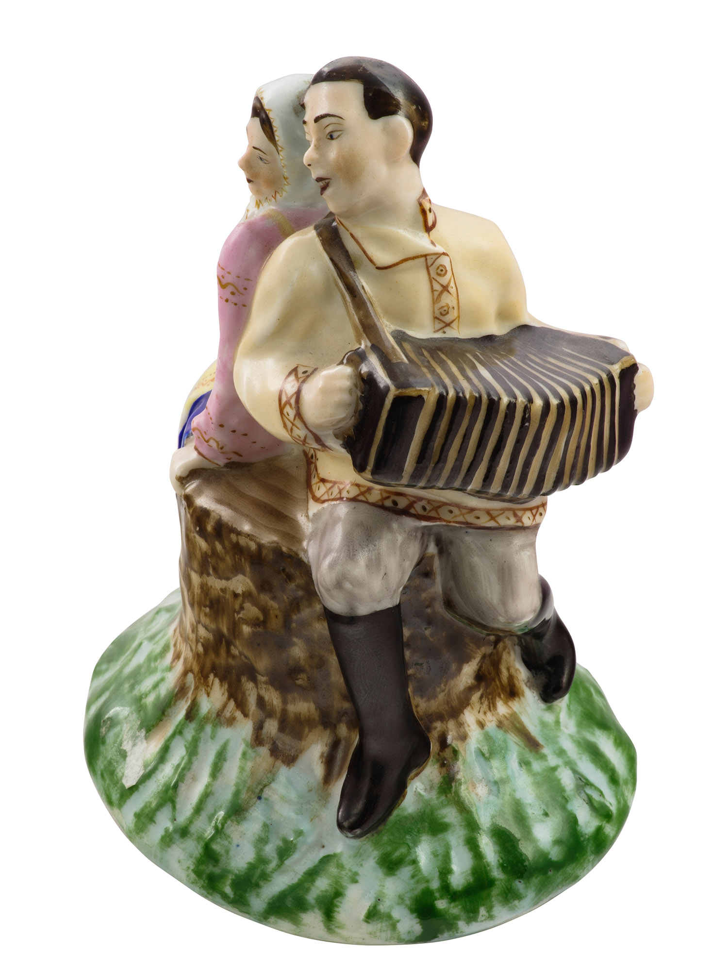 An accordion player with his friend. Ditty songs.