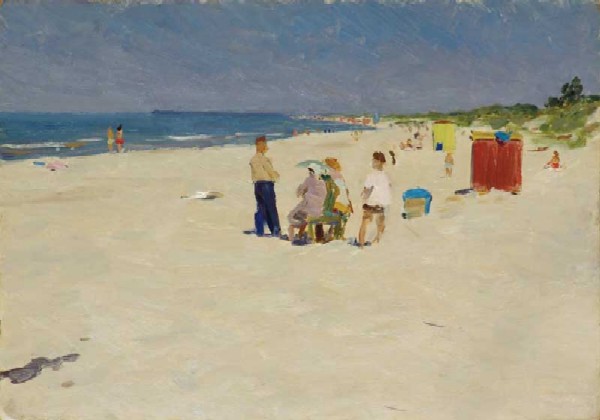 Noon. On the beach.