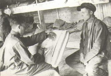 S. Dudnik draws a worker.