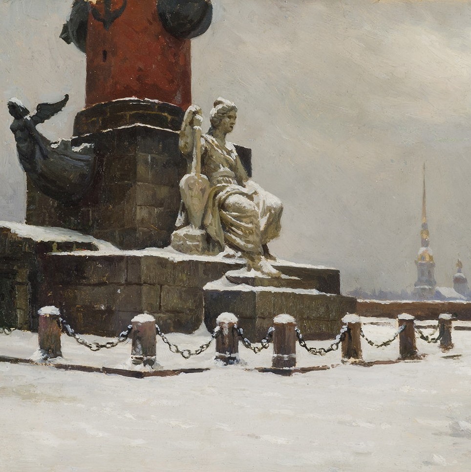 У Ростральной колонны.
