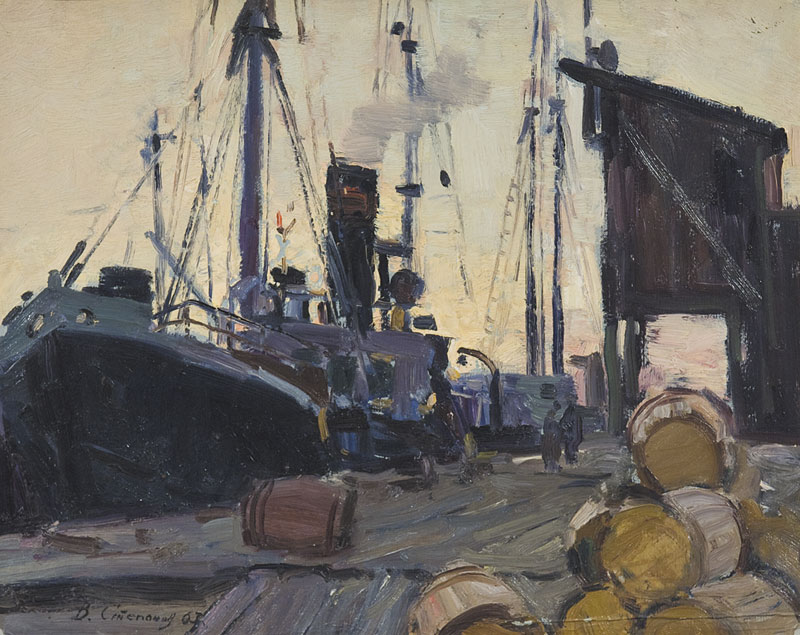 At the fishing port.