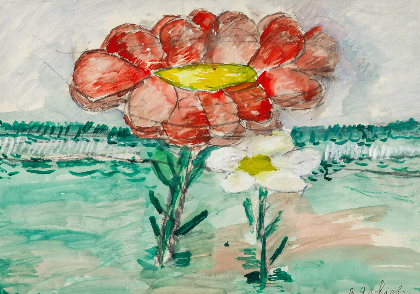 Red and white flower.