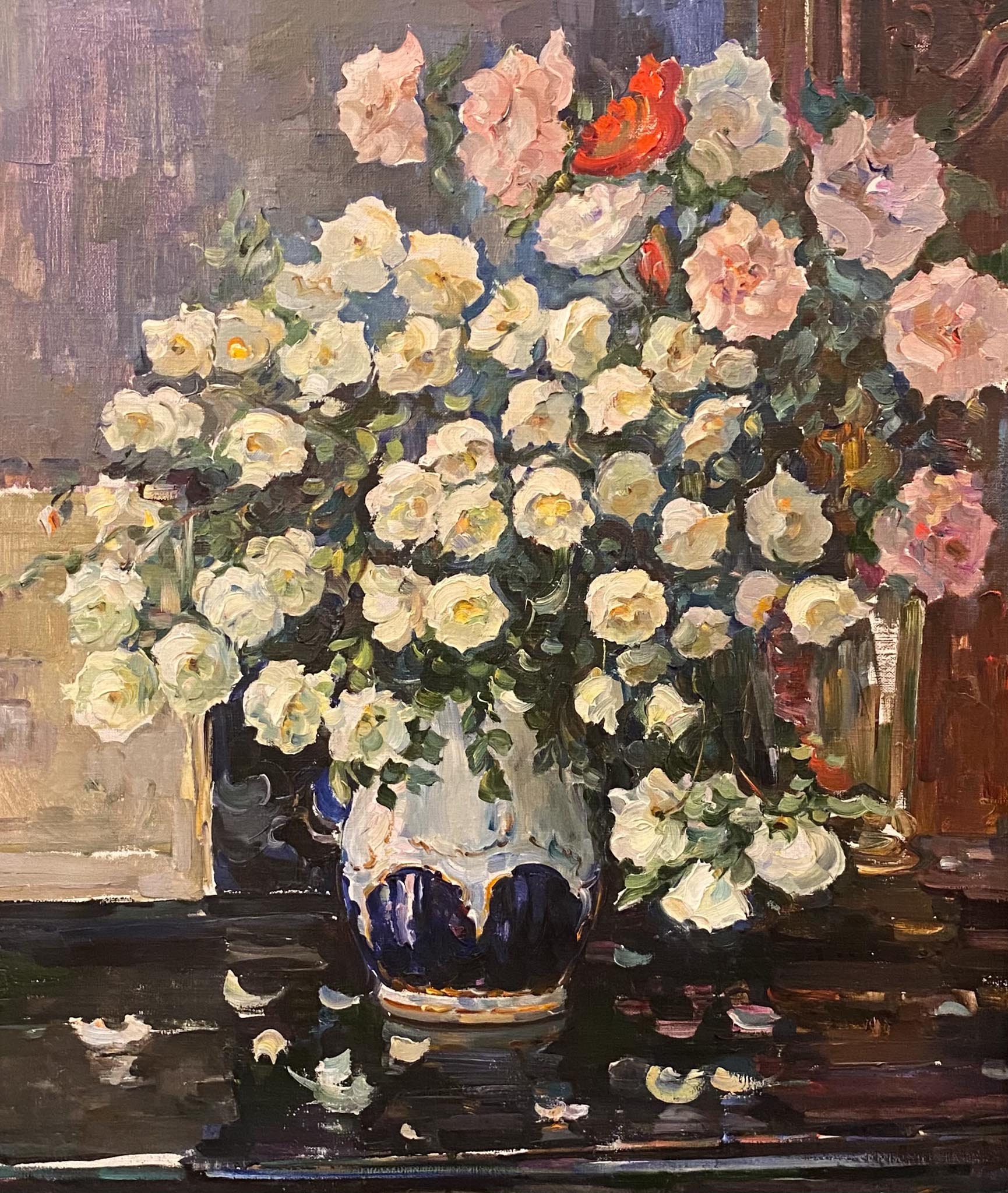 Still life with white roses.