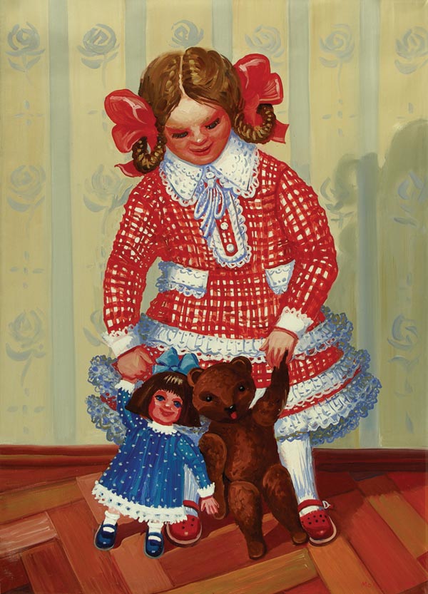 Teddy bear with a doll.
