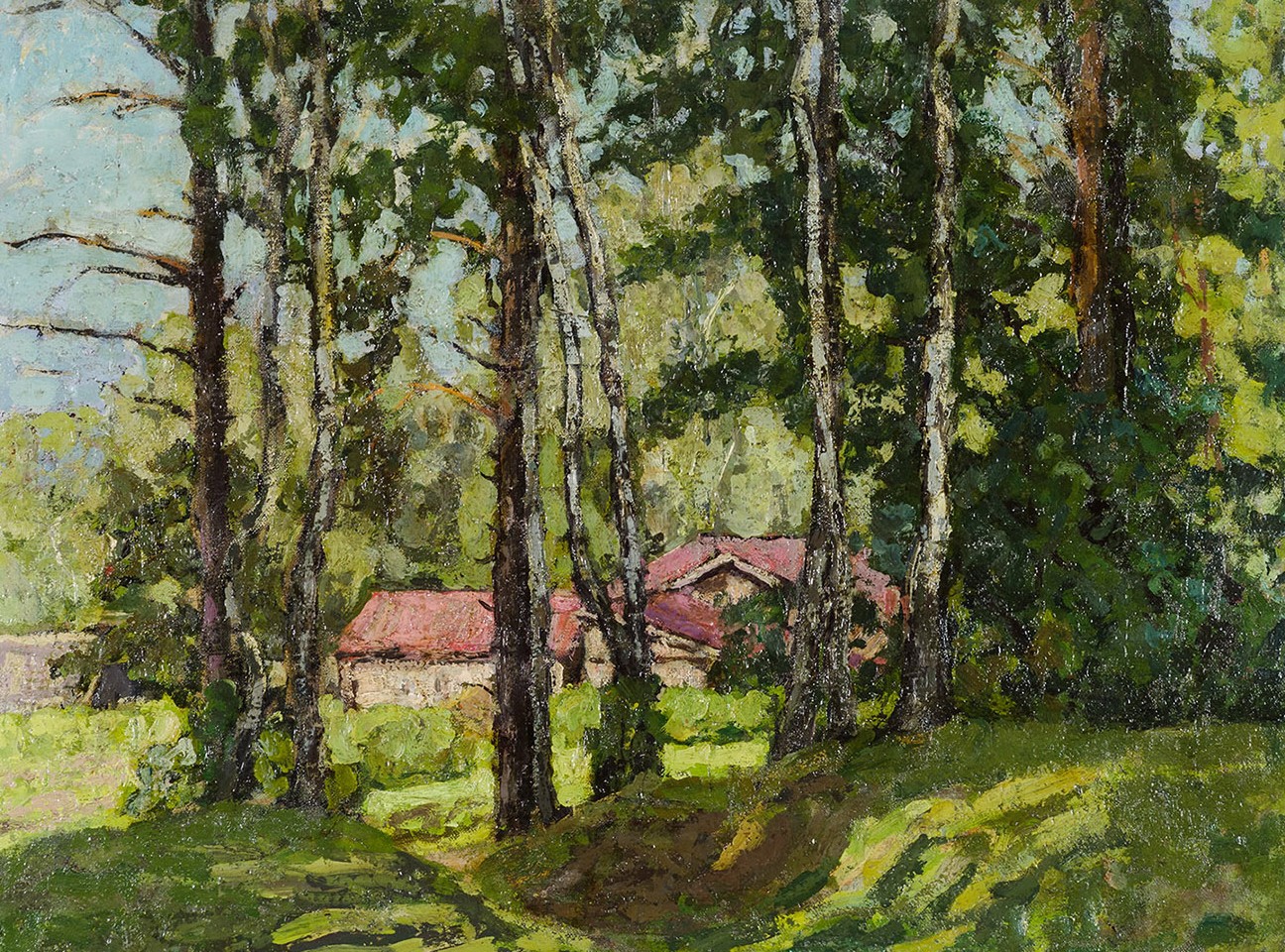 Картина Петровичев П.И. Летний день. Мастерская художника в поселке Малаховка. 1920-е гг. Холст, масло.