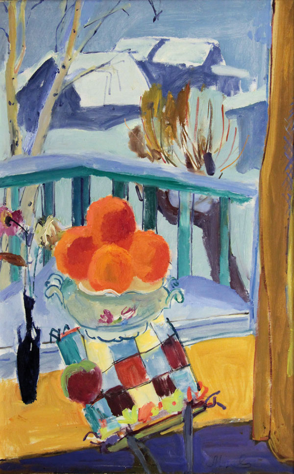 Still life with oranges.