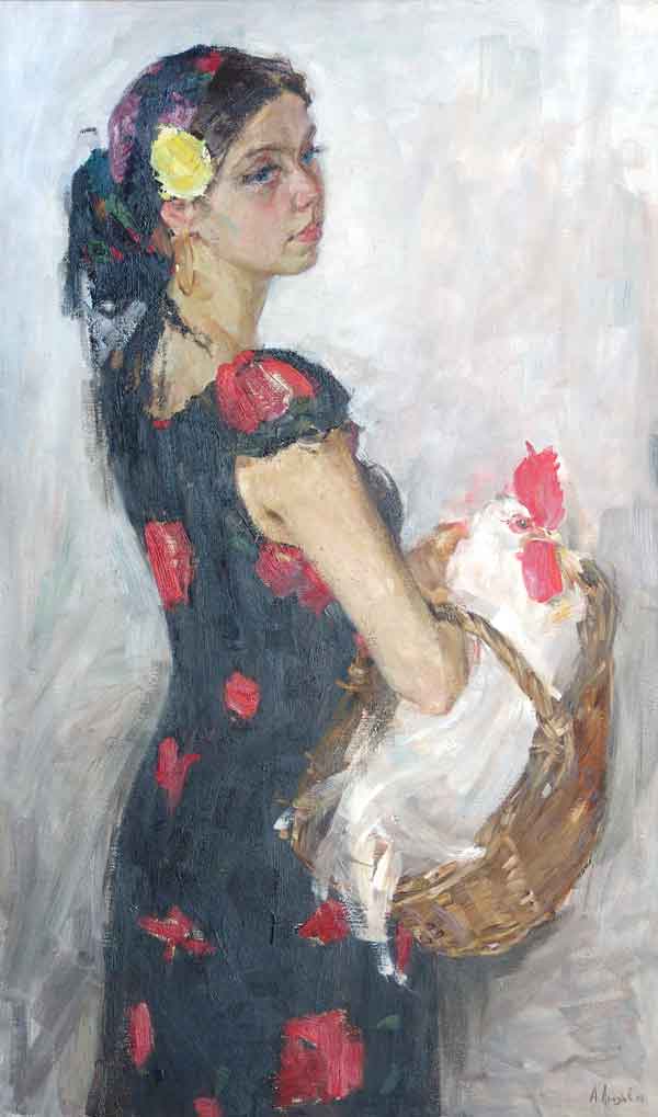 Girl with a rooster.