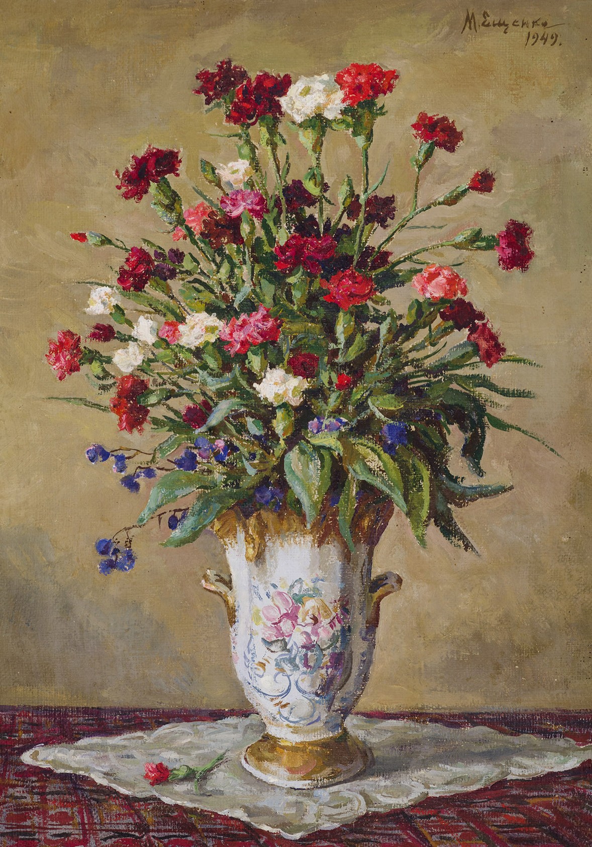 Картина Ещенко М.М. Гвоздики. 1949 г. Холст, масло.