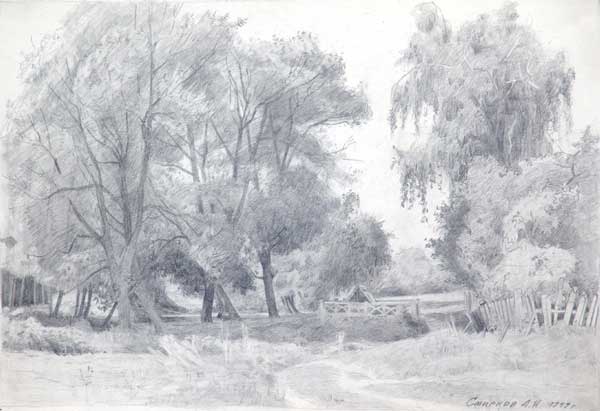 In the shade of old trees.