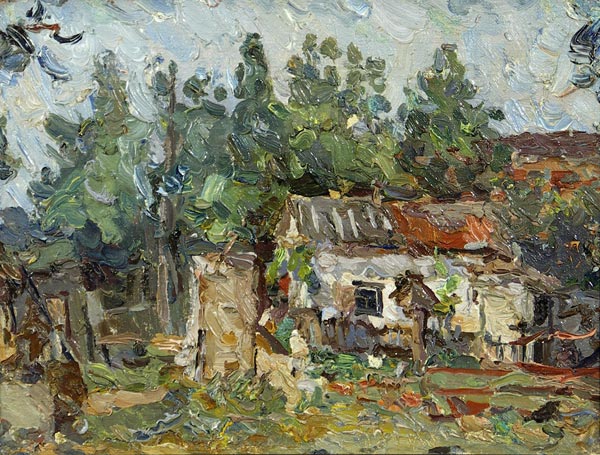 Village landscape with a house.