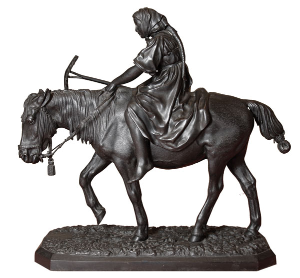 Peasant woman on a horse.