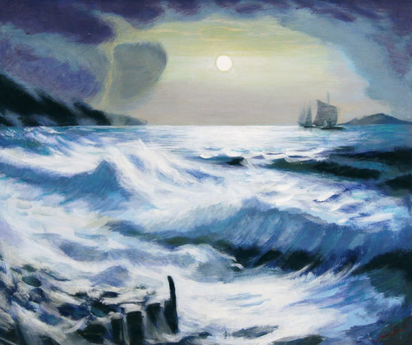 In the sea distance.