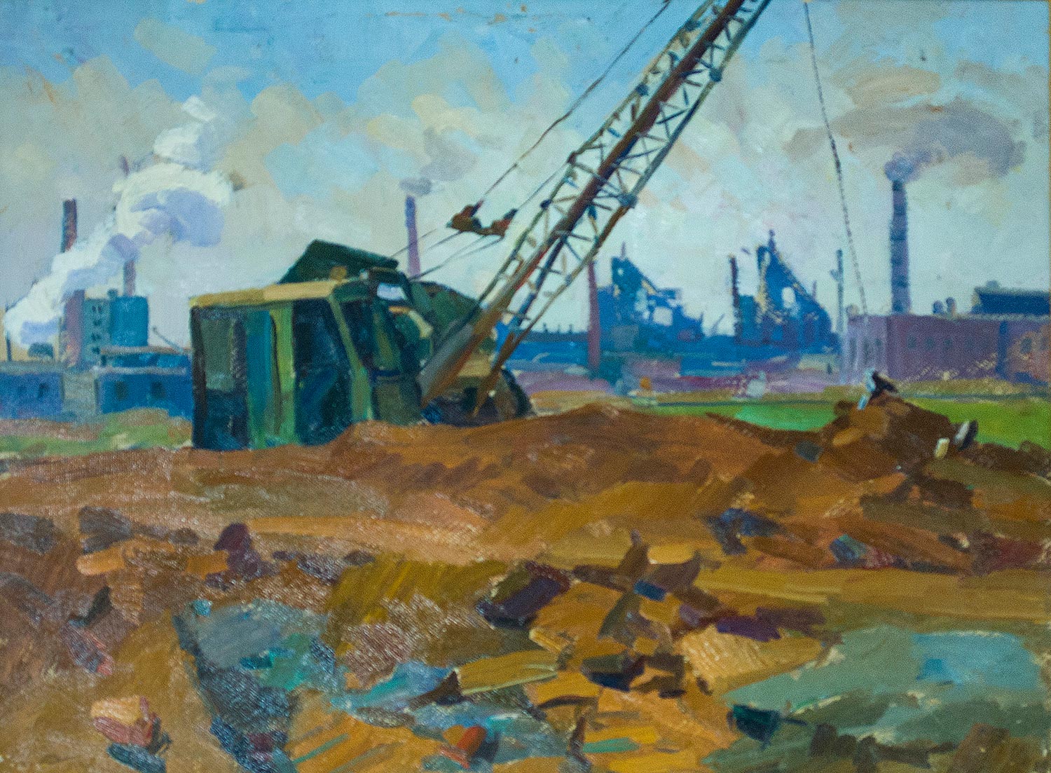 Large dredger at the construction site of Magnitogorsk.
