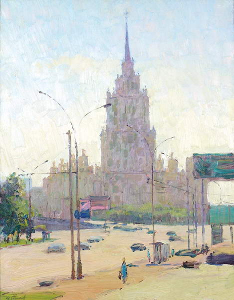 Noon at the Ukraine Hotel.