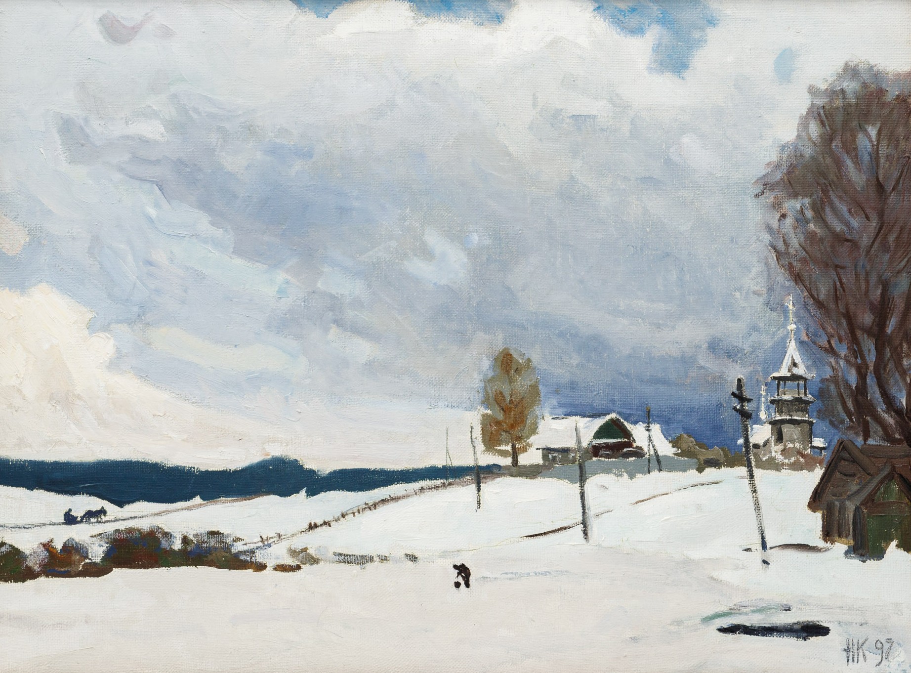 Картина Кротов Н.В. Проясняется. 1997 г. Холст на картоне, масло.