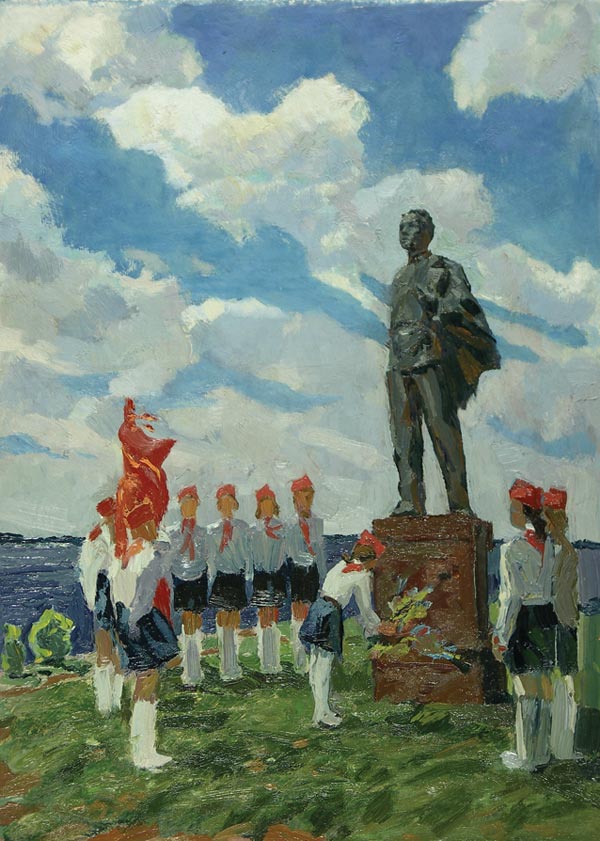 Pioneers at the Lenin monument.