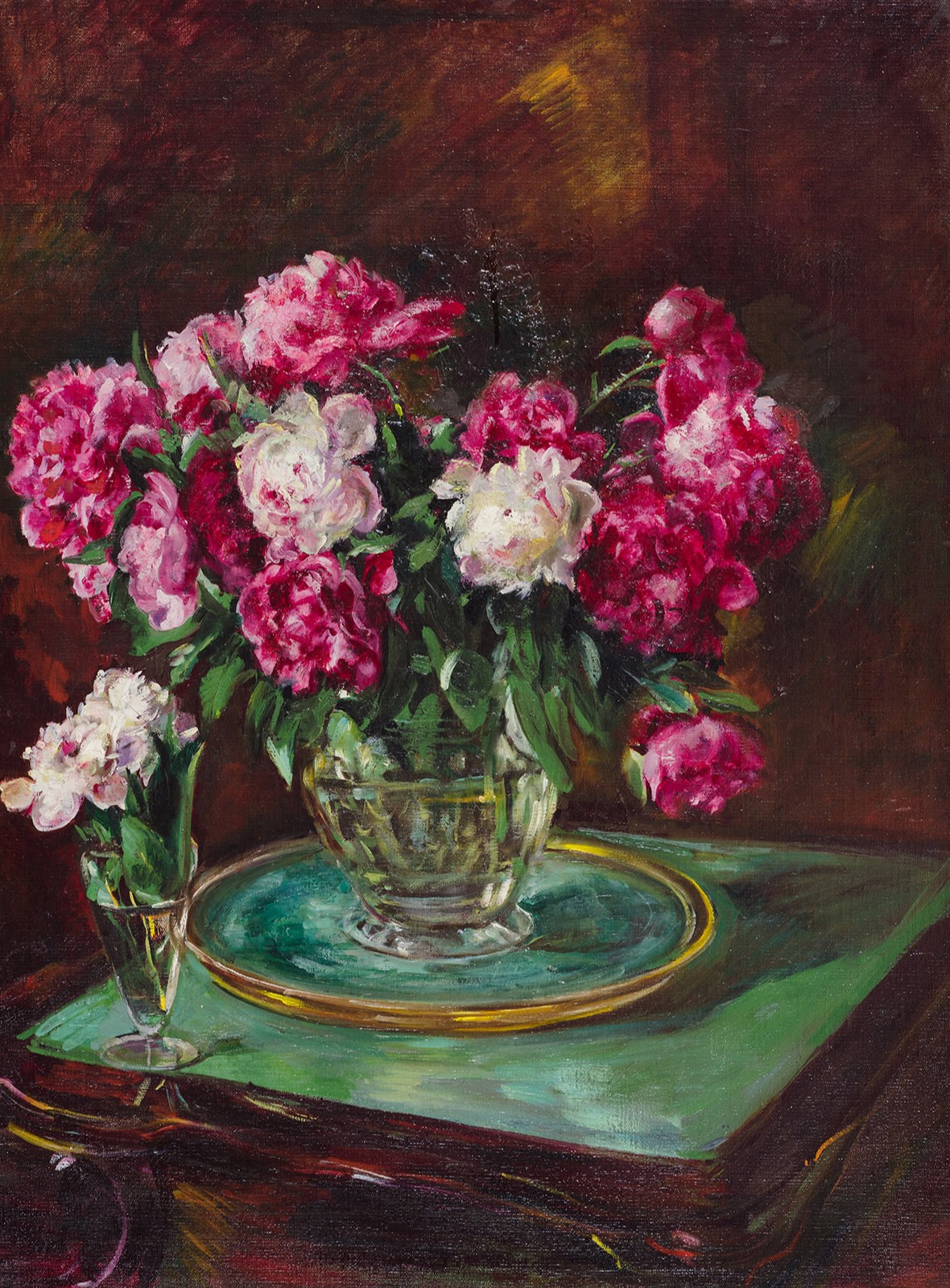 Painting Meshkova-Yakovleva E.V. Still life with peonies. 1940s–1950s. Oil on canvas.