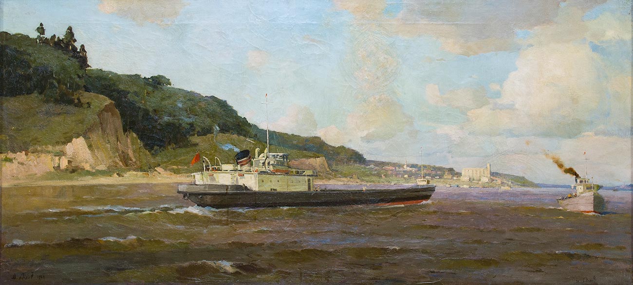 Barges on the Volga.