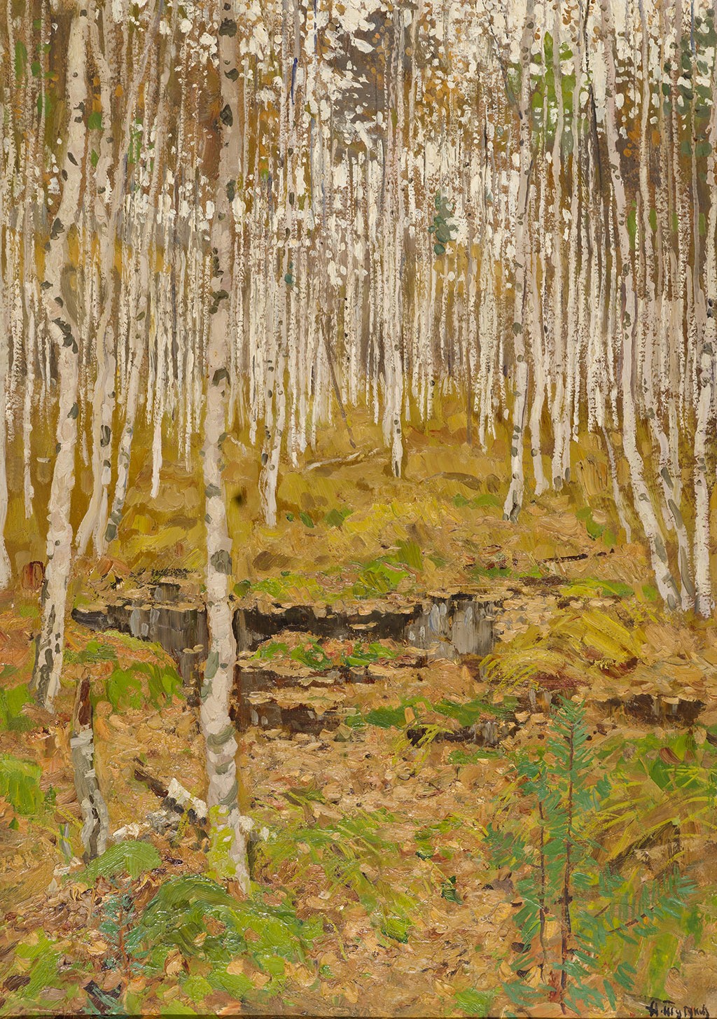 Картина Тутунов А.А. Березняк осенью. 1963 г. Картон, масло.