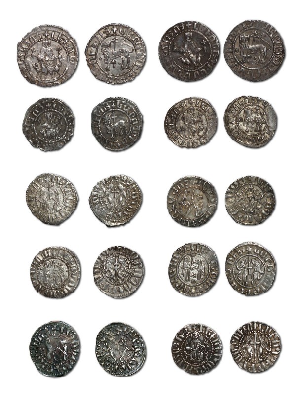 Collection of coins of Cilician Armenia. Royal period (1198-1375 Levon I - 16 pieces, Hetum I - 24 pieces, Levon II - 8 pieces, Hetum II - 8 pieces, Smbat - 3 pieces, Levon III - 6 pieces, Avshin (Oshin) - 6 pieces, Levon IV - 5 pieces, Gi - 2 pieces, Constantine III - 2 pcs., Levon the Usurper - 3 pcs., Constantine IV - 3 pcs., Levon V - 4 pcs., Postruben